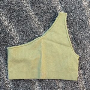 Sage green Set active one shoulder sports bra.